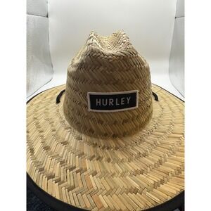 Hurley Straw Fedora Hat Wide Brim Sun Protection Beach Summer Casual Mens Womens